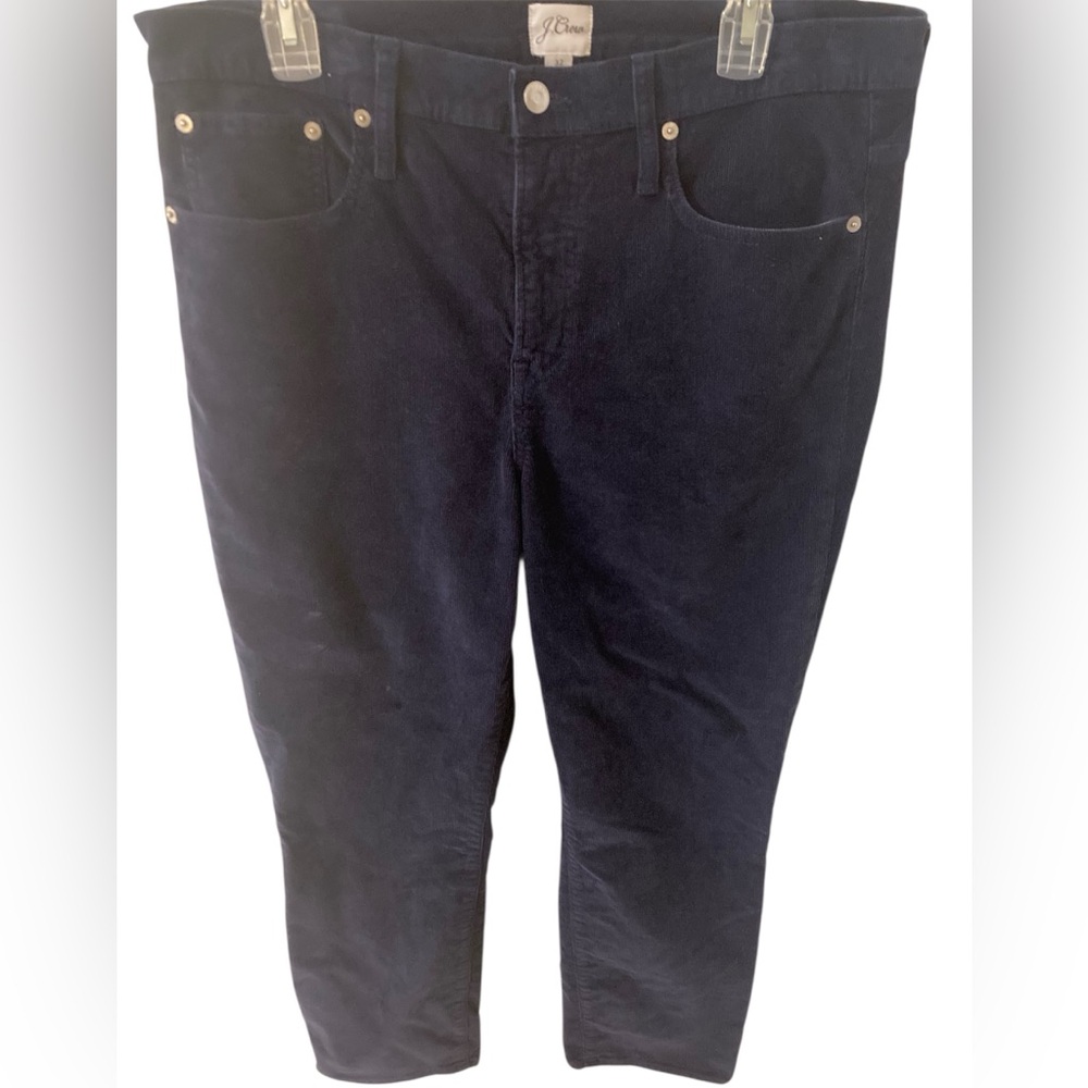 J Crew Vintage Slim Straight Corduroy Pants in Dark Blue High Rise 32